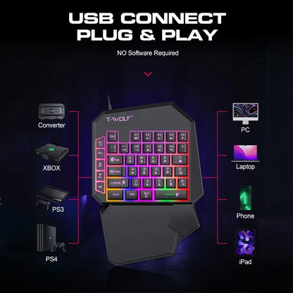 One-handed Mobile Gaming Keyboard and Mouse Set